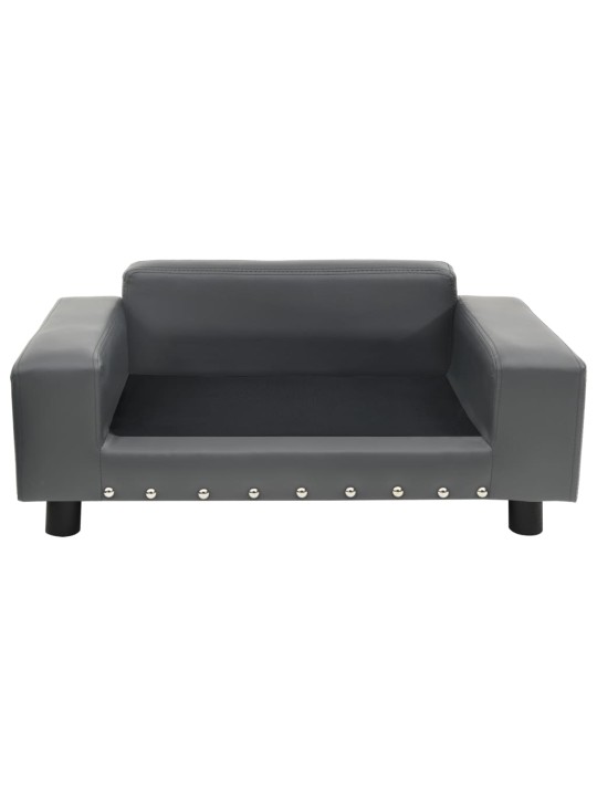 Pohovka pro psy šedá 81 x 43 x 31 cm plyš a umělá kůže