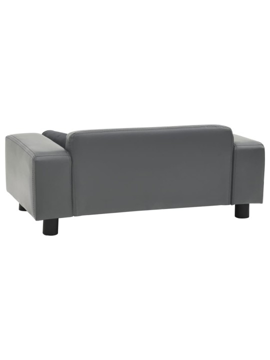 Pohovka pro psy šedá 81 x 43 x 31 cm plyš a umělá kůže