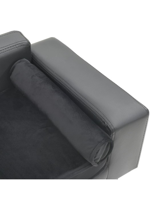 Pohovka pro psy šedá 81 x 43 x 31 cm plyš a umělá kůže