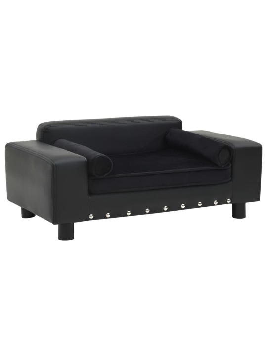 Pohovka pro psy černá 81 x 43 x 31 cm plyš a umělá kůže
