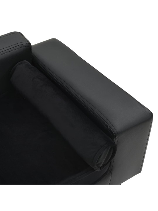Pohovka pro psy černá 81 x 43 x 31 cm plyš a umělá kůže