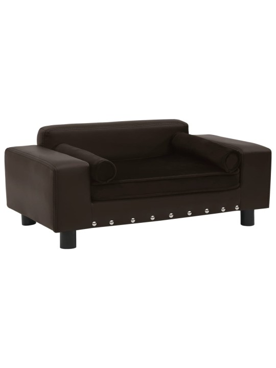 Pohovka pro psy hnědá 81 x 43 x 31 cm plyš a umělá kůže