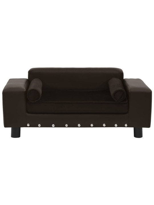 Pohovka pro psy hnědá 81 x 43 x 31 cm plyš a umělá kůže