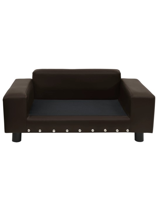 Pohovka pro psy hnědá 81 x 43 x 31 cm plyš a umělá kůže
