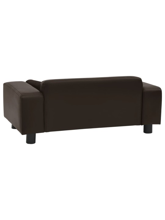Pohovka pro psy hnědá 81 x 43 x 31 cm plyš a umělá kůže