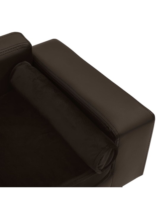 Pohovka pro psy hnědá 81 x 43 x 31 cm plyš a umělá kůže