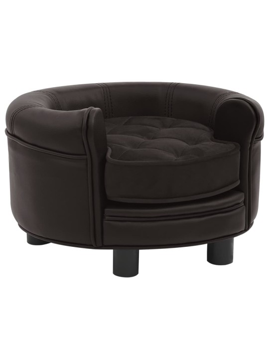 Pohovka pro psy hnědá 48 x 48 x 32 cm plyš a umělá kůže