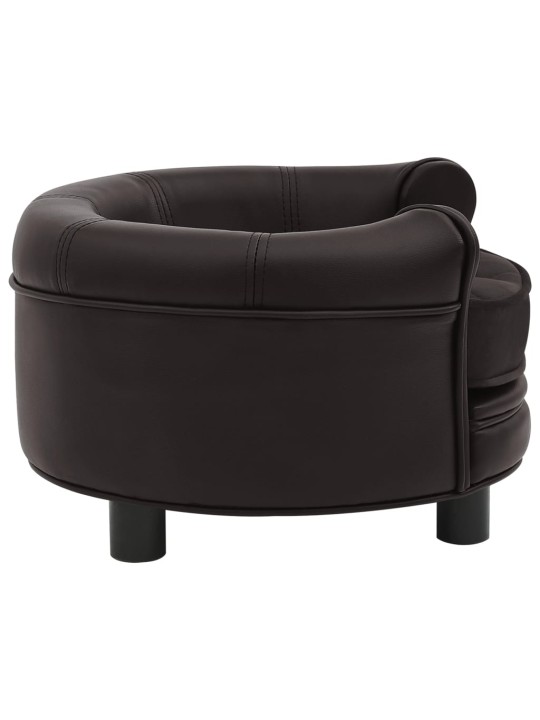 Pohovka pro psy hnědá 48 x 48 x 32 cm plyš a umělá kůže