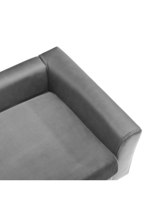 Pohovka pro psy šedá 60 x 43 x 30 cm plyš a umělá kůže
