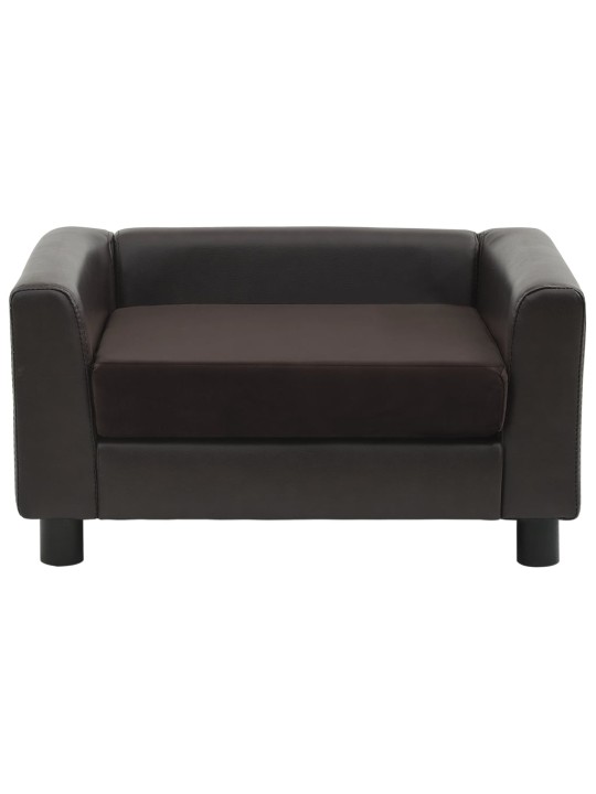 Pohovka pro psy hnědá 60 x 43 x 30 cm plyš a umělá kůže