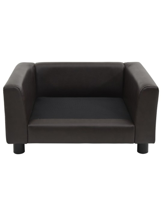 Pohovka pro psy hnědá 60 x 43 x 30 cm plyš a umělá kůže