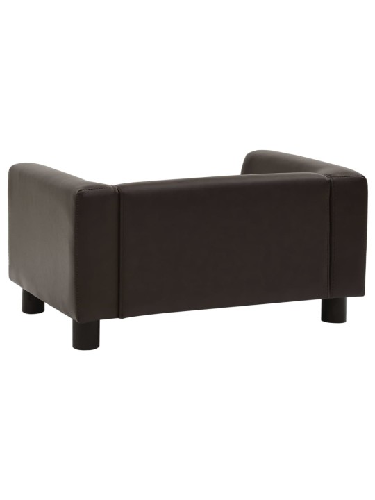 Pohovka pro psy hnědá 60 x 43 x 30 cm plyš a umělá kůže