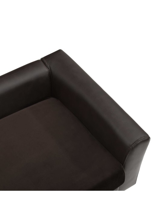 Pohovka pro psy hnědá 60 x 43 x 30 cm plyš a umělá kůže