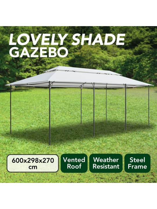 Zahradní altán 600 x 298 x 270 cm bílý 180 g/m²