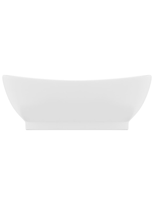 Luxusní umyvadlo přepad oválné matné bílé 58,5 x 39 cm keramika