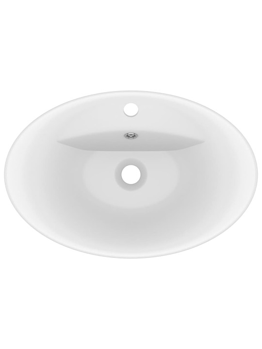 Luxusní umyvadlo přepad oválné matné bílé 58,5 x 39 cm keramika