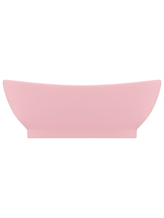 Luxusní umyvadlo přepad oválné matné růžové 58,5x39 cm keramika