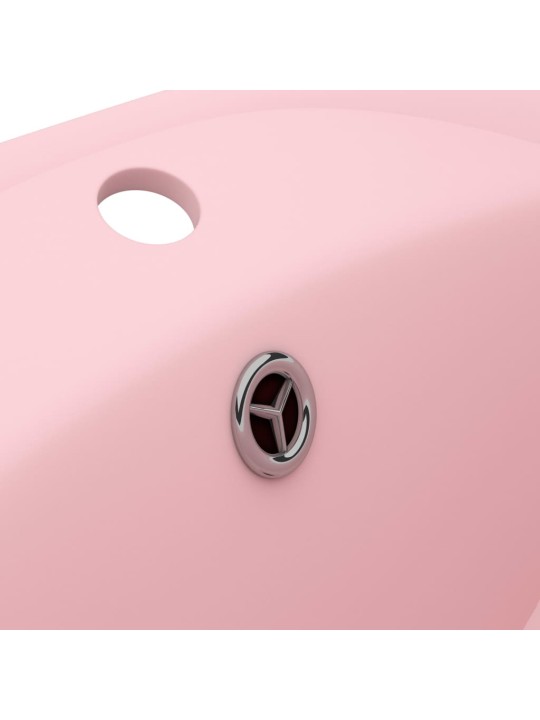 Luxusní umyvadlo přepad oválné matné růžové 58,5x39 cm keramika