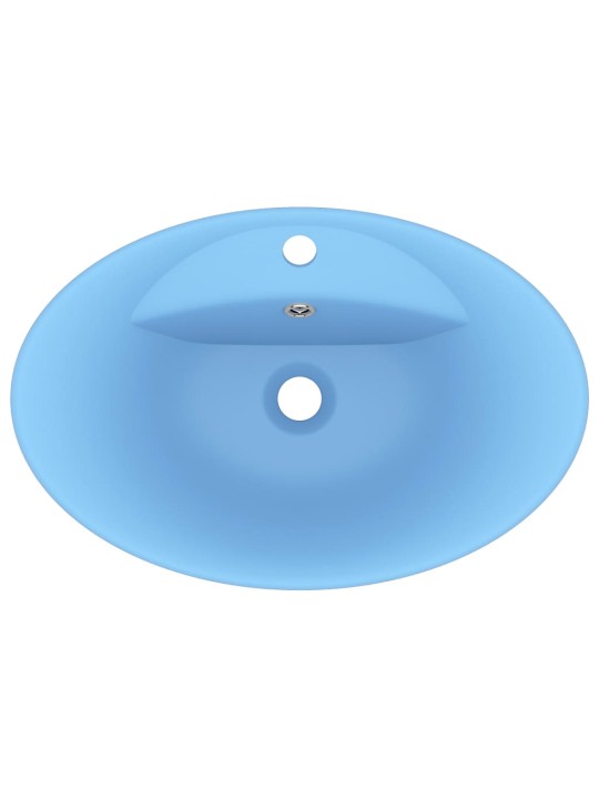 Luxusní umyvadlo přepad oválné světle modré 58,5x39 cm keramika