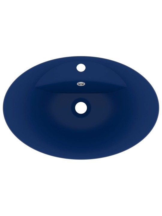 Luxusní umyvadlo přepad oválné tmavě modré 58,5x39 cm keramika
