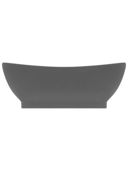 Luxusní umyvadlo přepad oválné tmavě šedé 58,5 x 39 cm keramika