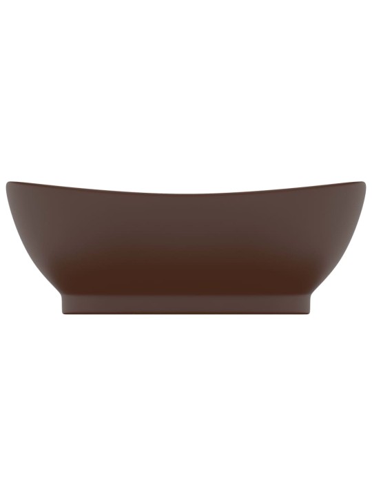 Luxusní umyvadlo přepad oválné tmavě hnědé 58,5x39 cm keramika