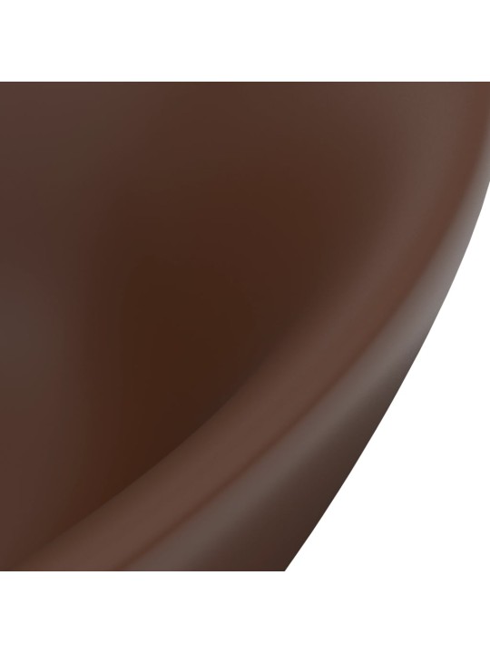 Luxusní umyvadlo přepad oválné tmavě hnědé 58,5x39 cm keramika