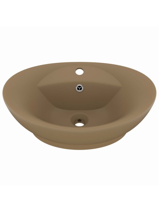 Luxusní umyvadlo přepad oválné matné krémové 58,5x39cm keramika