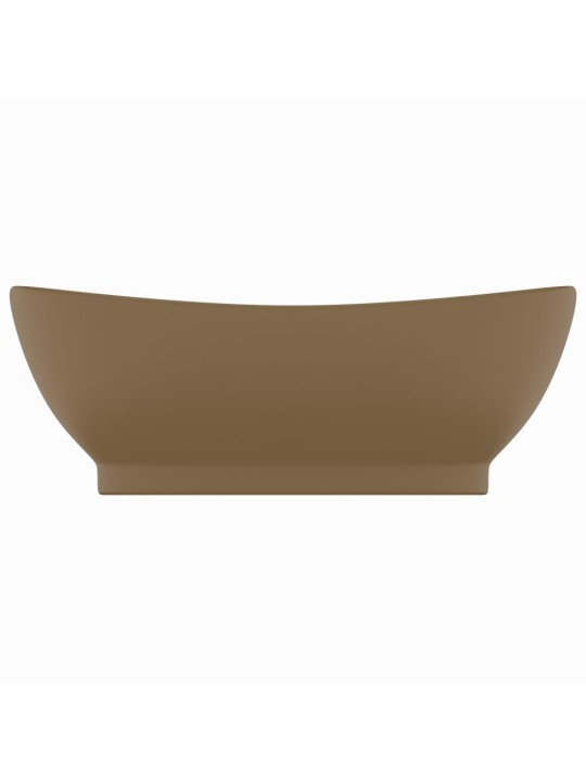 Luxusní umyvadlo přepad oválné matné krémové 58,5x39cm keramika
