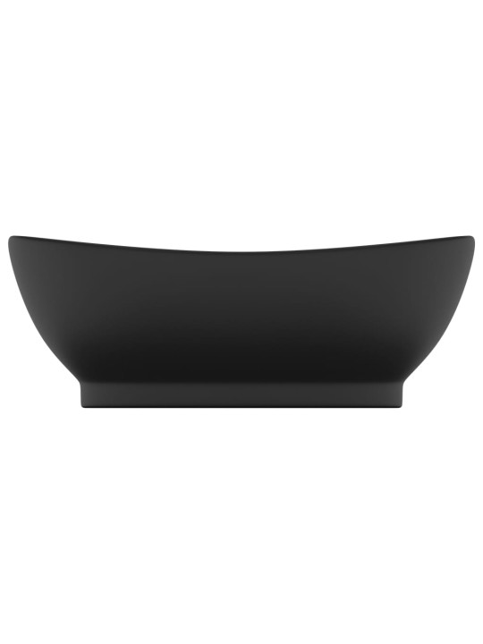 Luxusní umyvadlo přepad oválné matné černé 58,5x39 cm keramika