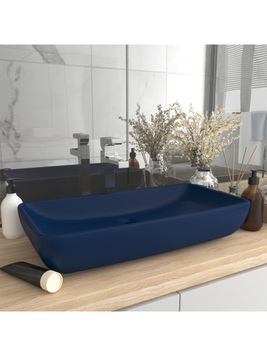 Luxusní umyvadlo obdélníkové matné tmavě modré 71x38cm keramika