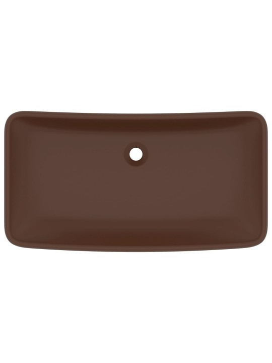 Luxusní umyvadlo obdélníkové matné tmavě hnědé 71x38cm keramika