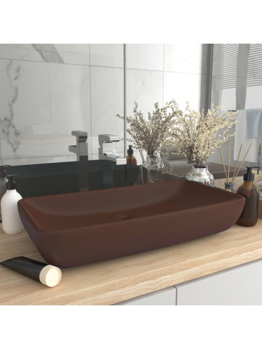 Luxusní umyvadlo obdélníkové matné tmavě hnědé 71x38cm keramika