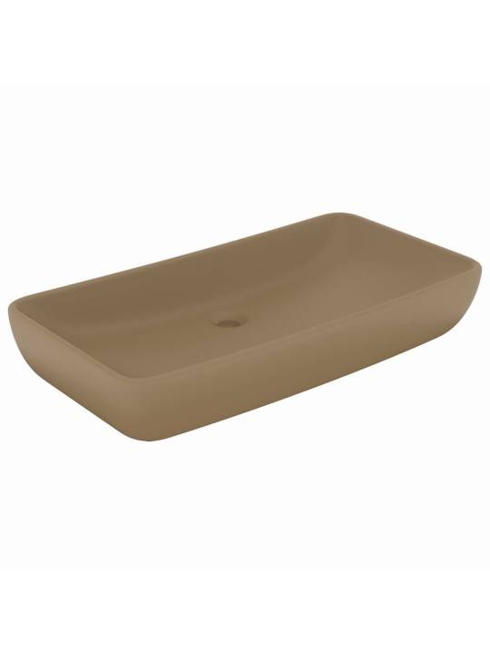 Luxusní umyvadlo obdélníkové matné krémové 71 x 38 cm keramické