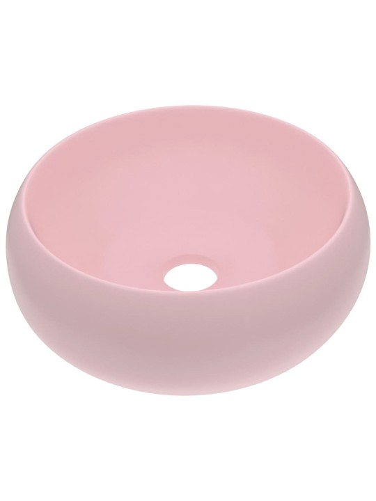 Luxusní umyvadlo kulaté matné růžové 40 x 15 cm keramické