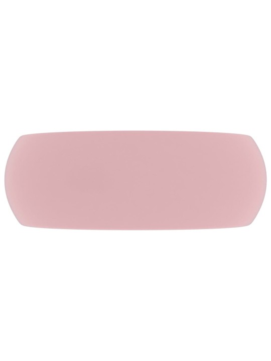 Luxusní umyvadlo kulaté matné růžové 40 x 15 cm keramické