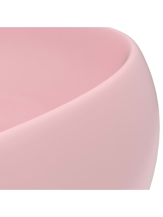Luxusní umyvadlo kulaté matné růžové 40 x 15 cm keramické