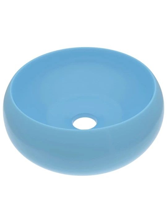 Luxusní umyvadlo kulaté matné světle modré 40 x 15 cm keramické