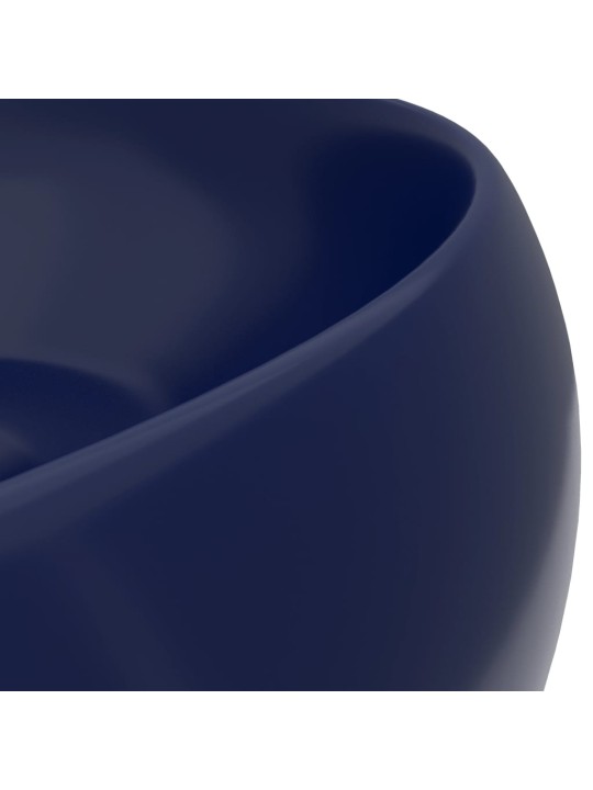 Luxusní umyvadlo kulaté matné tmavě modré 40 x 15 cm keramické