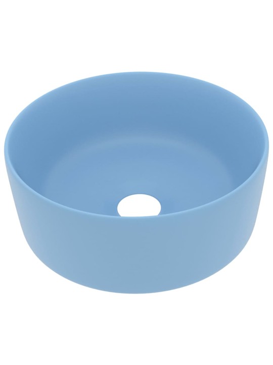 Luxusní umyvadlo kulaté matné světle modré 40 x 15 cm keramické