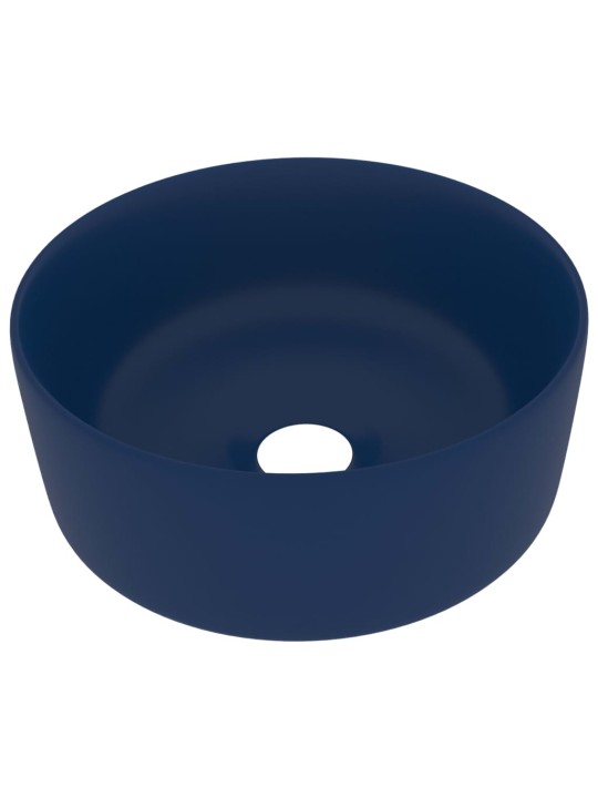Luxusní umyvadlo kulaté matné tmavě modré 40 x 15 cm keramické