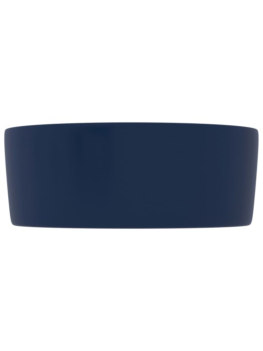 Luxusní umyvadlo kulaté matné tmavě modré 40 x 15 cm keramické