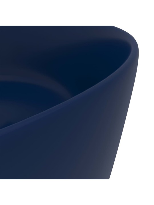 Luxusní umyvadlo kulaté matné tmavě modré 40 x 15 cm keramické