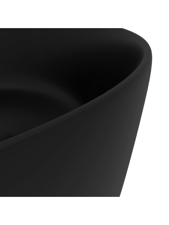 Luxusní umyvadlo kulaté matné černé 40 x 15 cm keramické