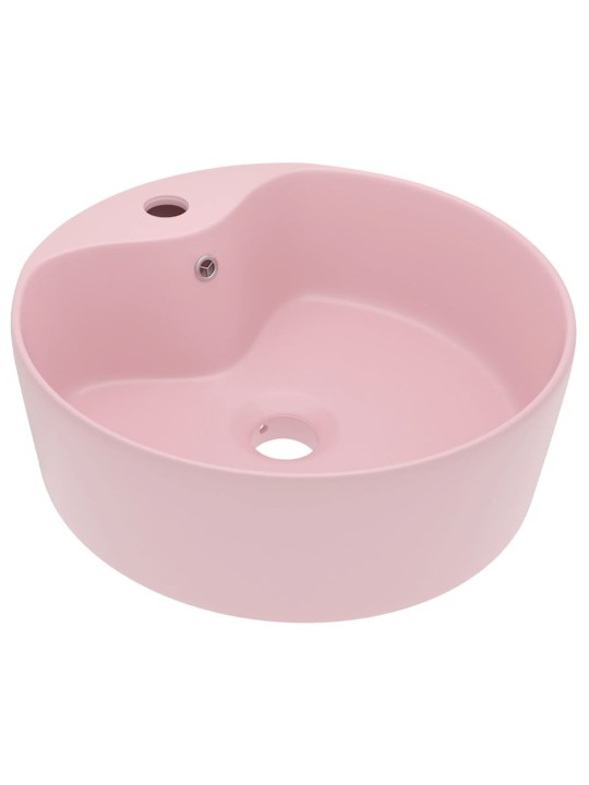 Luxusní umyvadlo s přepadem matné růžové 36 x 13 cm keramické