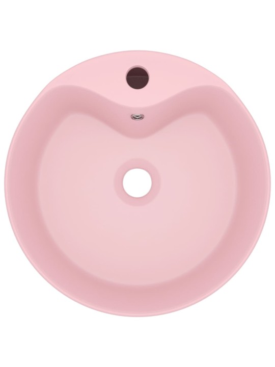 Luxusní umyvadlo s přepadem matné růžové 36 x 13 cm keramické