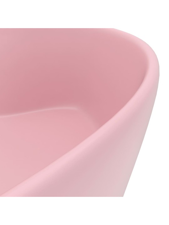 Luxusní umyvadlo s přepadem matné růžové 36 x 13 cm keramické