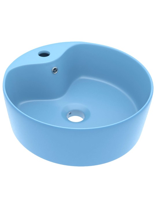 Luxusní umyvadlo přepad matné světle modré 36 x 13 cm keramické
