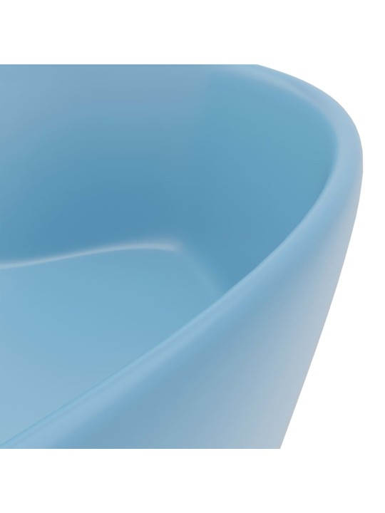 Luxusní umyvadlo přepad matné světle modré 36 x 13 cm keramické