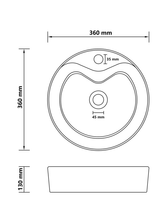 Luxusní umyvadlo přepad matné světle modré 36 x 13 cm keramické